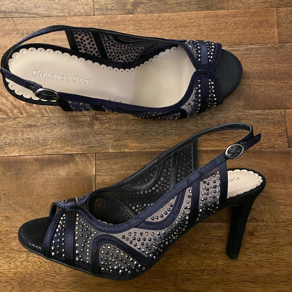 Charter club Navy blue sling back heels size 6.5